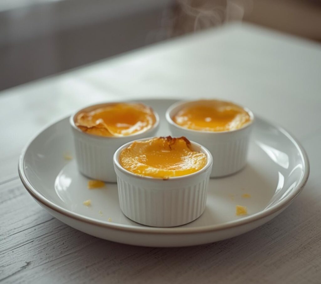 air fryer quail eggs: Golden air fryer quail eggs in ramekins with soft yolks and crisp edges for breakfast.