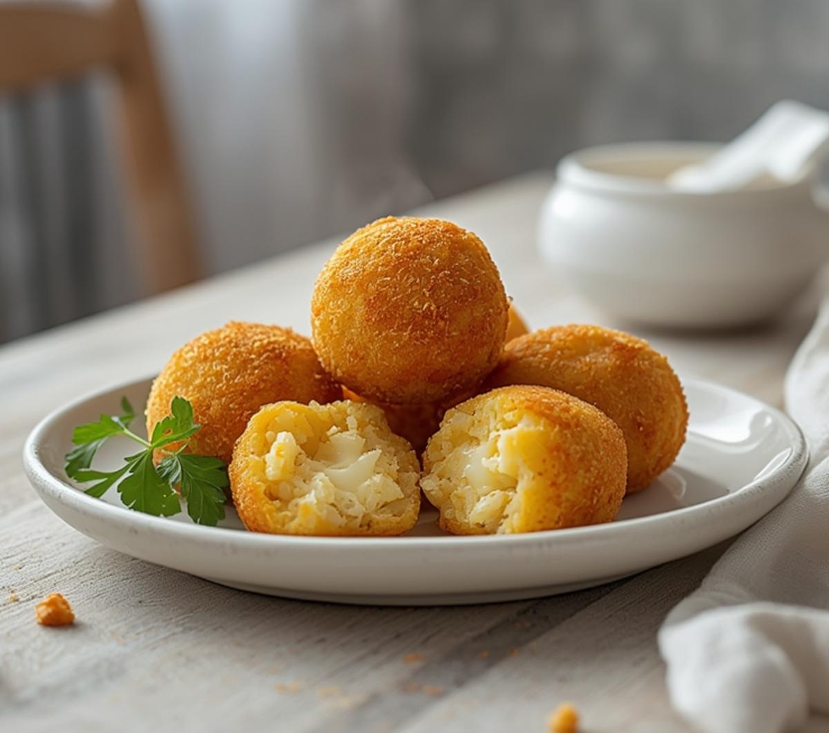 air fryer risotto balls crispy: Golden crispy air fryer risotto balls with crunchy panko coating and melted cheese center