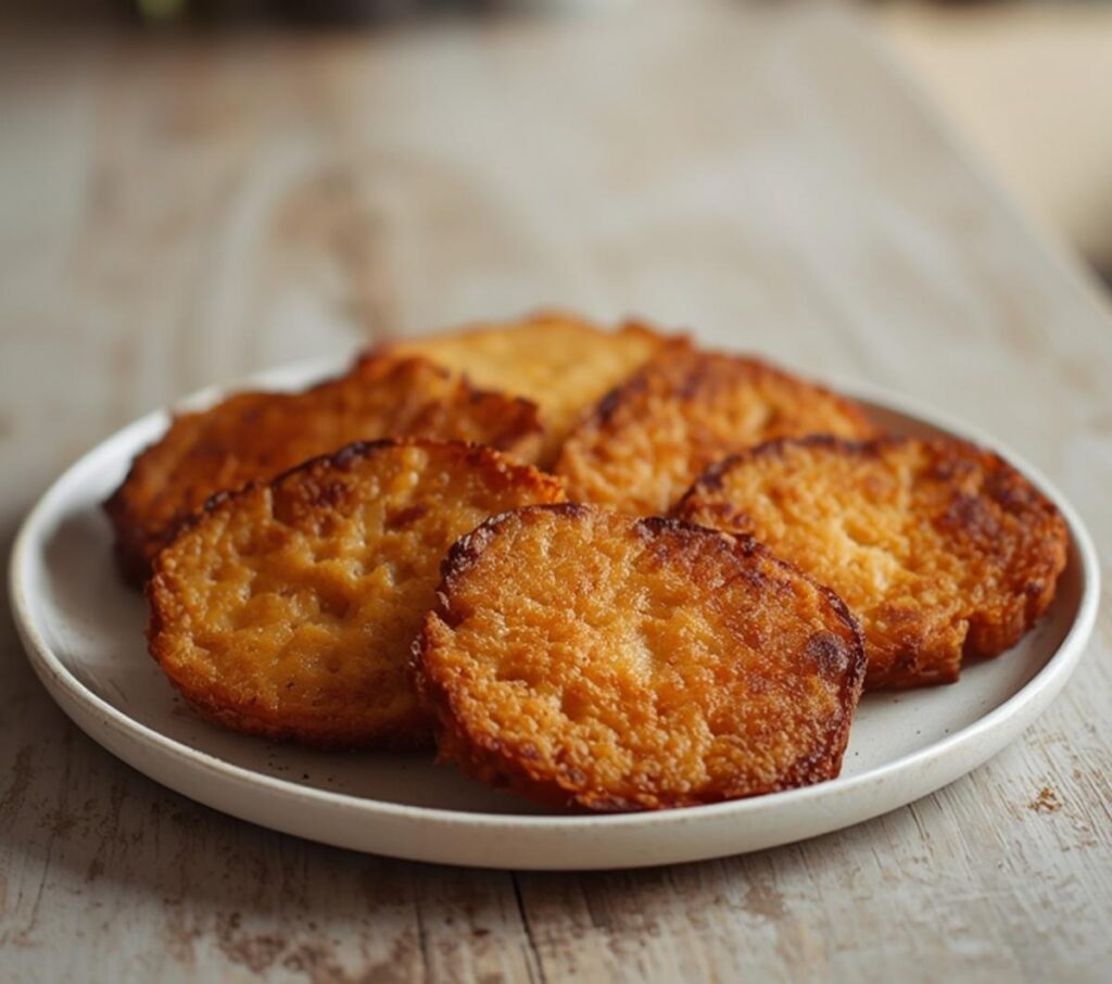air fryer scrapple breakfast: Golden crispy scrapple slices in an air fryer basket for a perfect breakfast.
