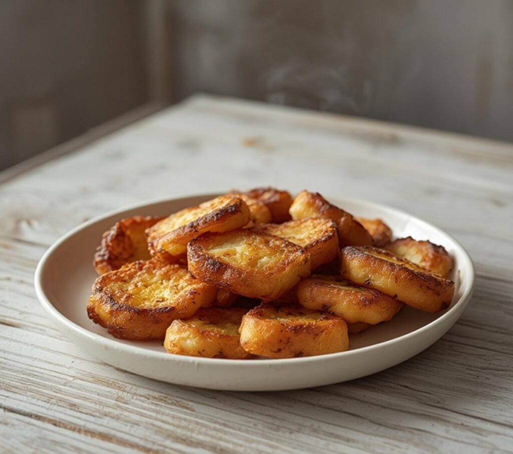 air fryer spam slices crispy: Crispy golden brown air fryer spam slices with crunchy edges on a plate for breakfast