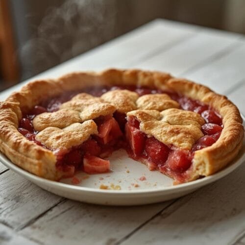 Air Fryer Strawberry Pie: Golden air fryer strawberry pie with a bubbly ruby-red filling and crisp edges.