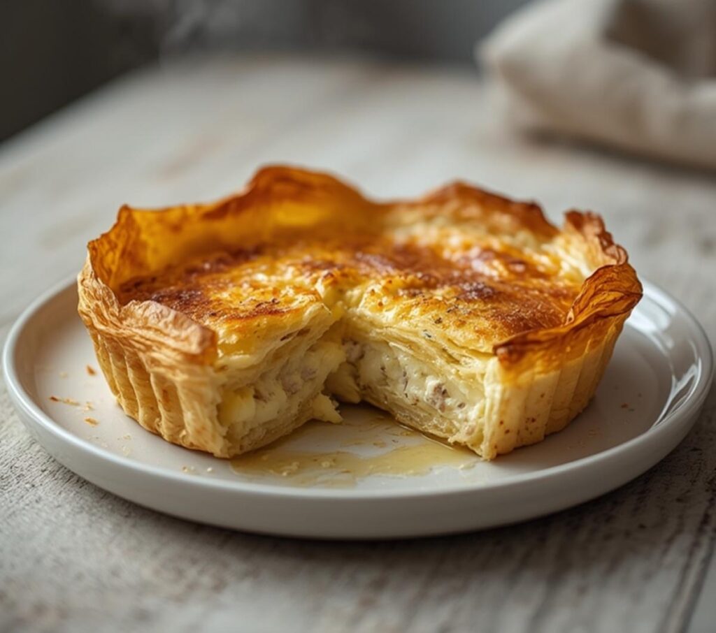 air fryer tiropita cheese pie: Golden air fryer tiropita cheese pie triangles with flaky phyllo and melted cheese on a plate for Crispy Air Fryer Sides.