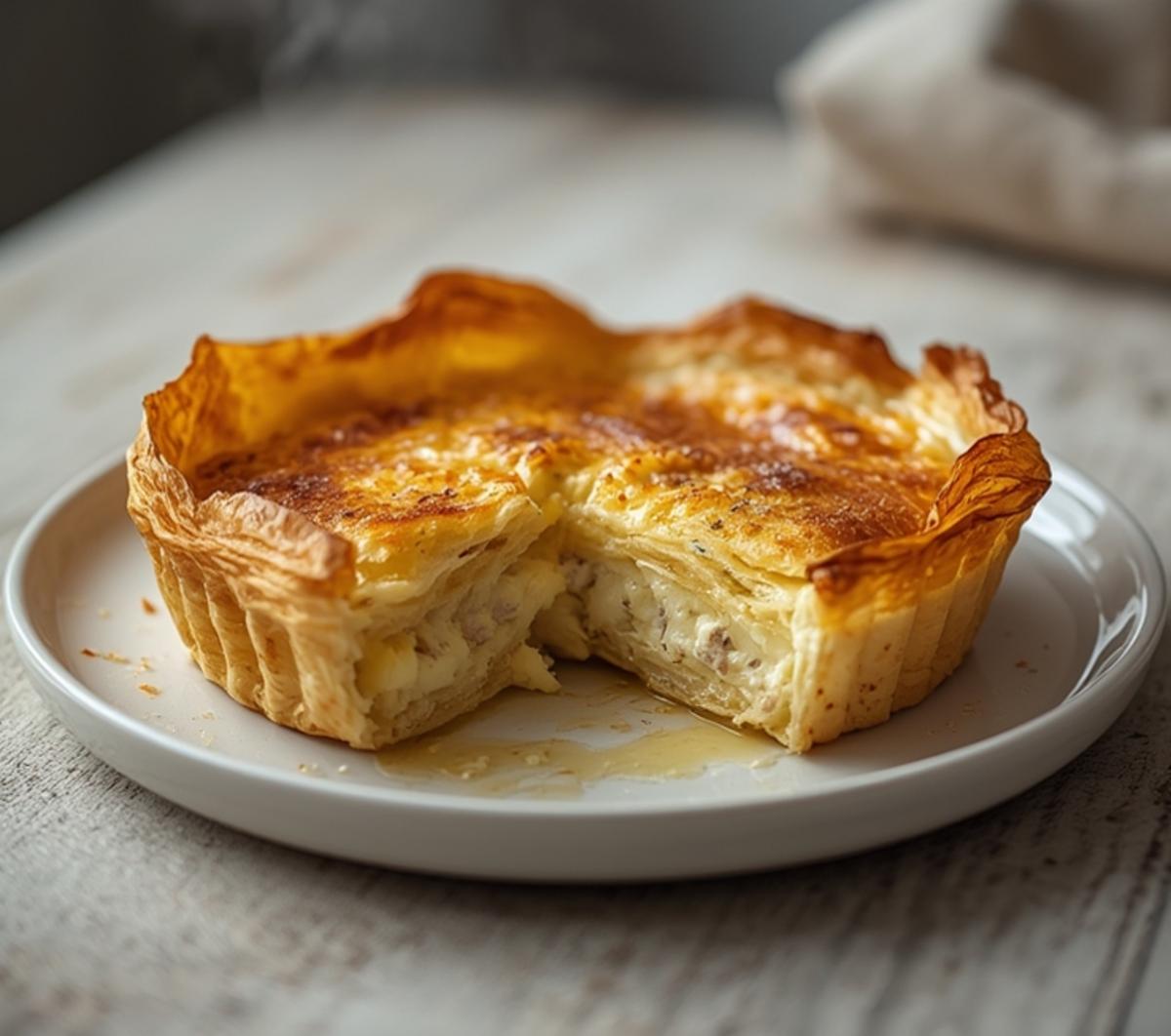 air fryer tiropita cheese pie: Golden air fryer tiropita cheese pie triangles with flaky phyllo and melted cheese on a plate for Crispy Air Fryer Sides.