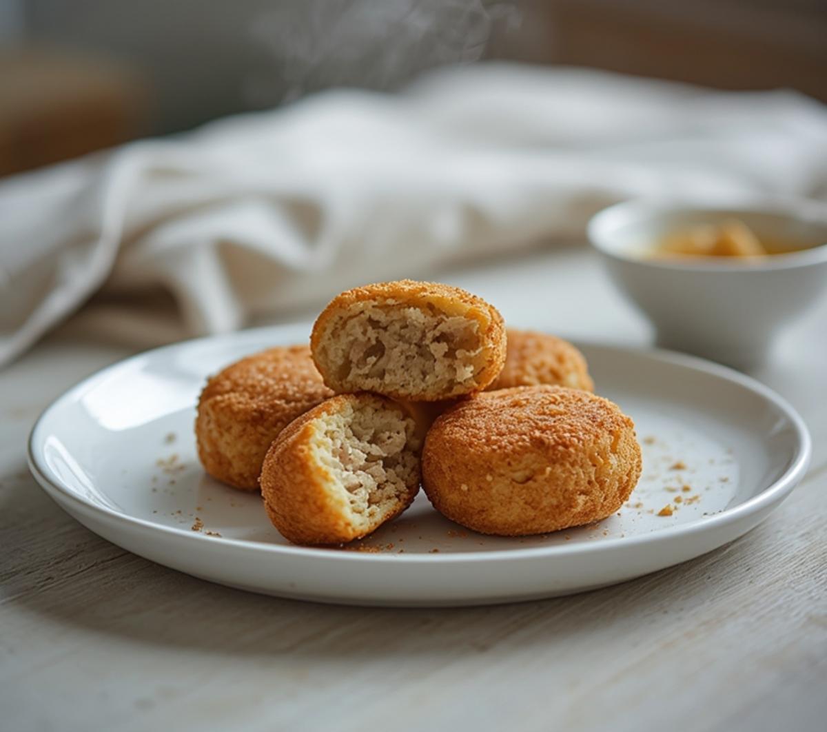 air fryer tuna croquettes: Golden crispy air fryer tuna croquettes on a plate with a light, crunchy coating.