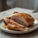 Air Fryer Turkey Breast: Golden crispy air fryer turkey breast with juicy tender meat on a platter, perfect for dinner.