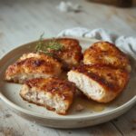 Air Fryer Turkey Cutlets: Golden brown air fryer turkey cutlets with crisp edges on a white plate, ready to serve.