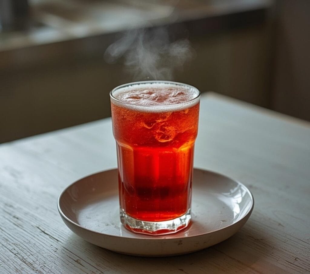 Air Fryer Watermelon Mocktail: Ruby-red watermelon mocktail in glasses with caramelized edges and sparkling bubbles, perfect Air Fryer Baking Sweets creation.